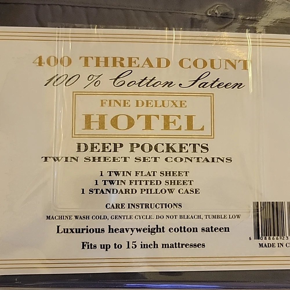 Fine Deluxe Hotel 400 thread count sateen sheet set Twin gray embroidery New…